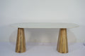 Norwa Wooden Oval Marble Top Dining Table