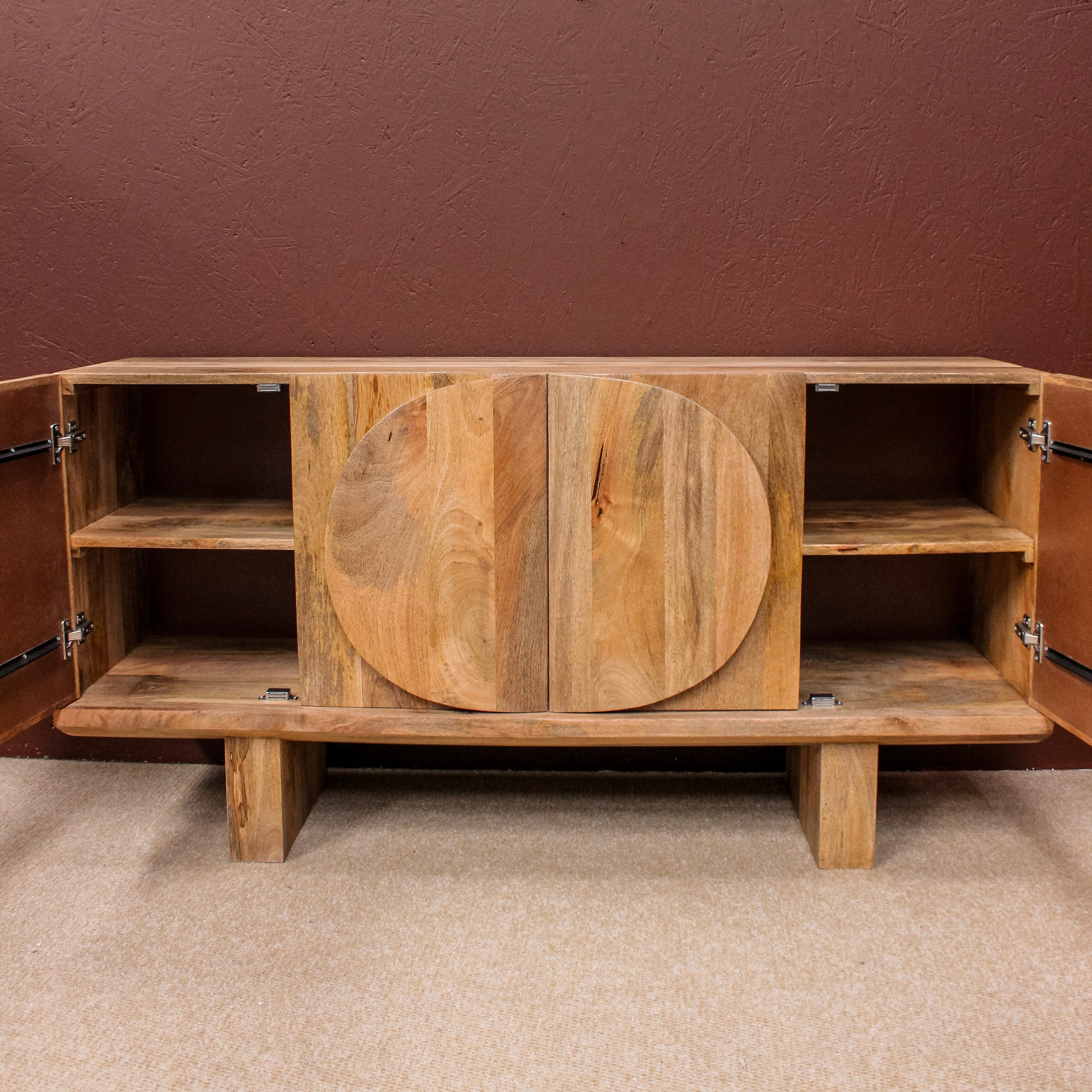 Barli Wooden Oval Design 4 Door Side Board