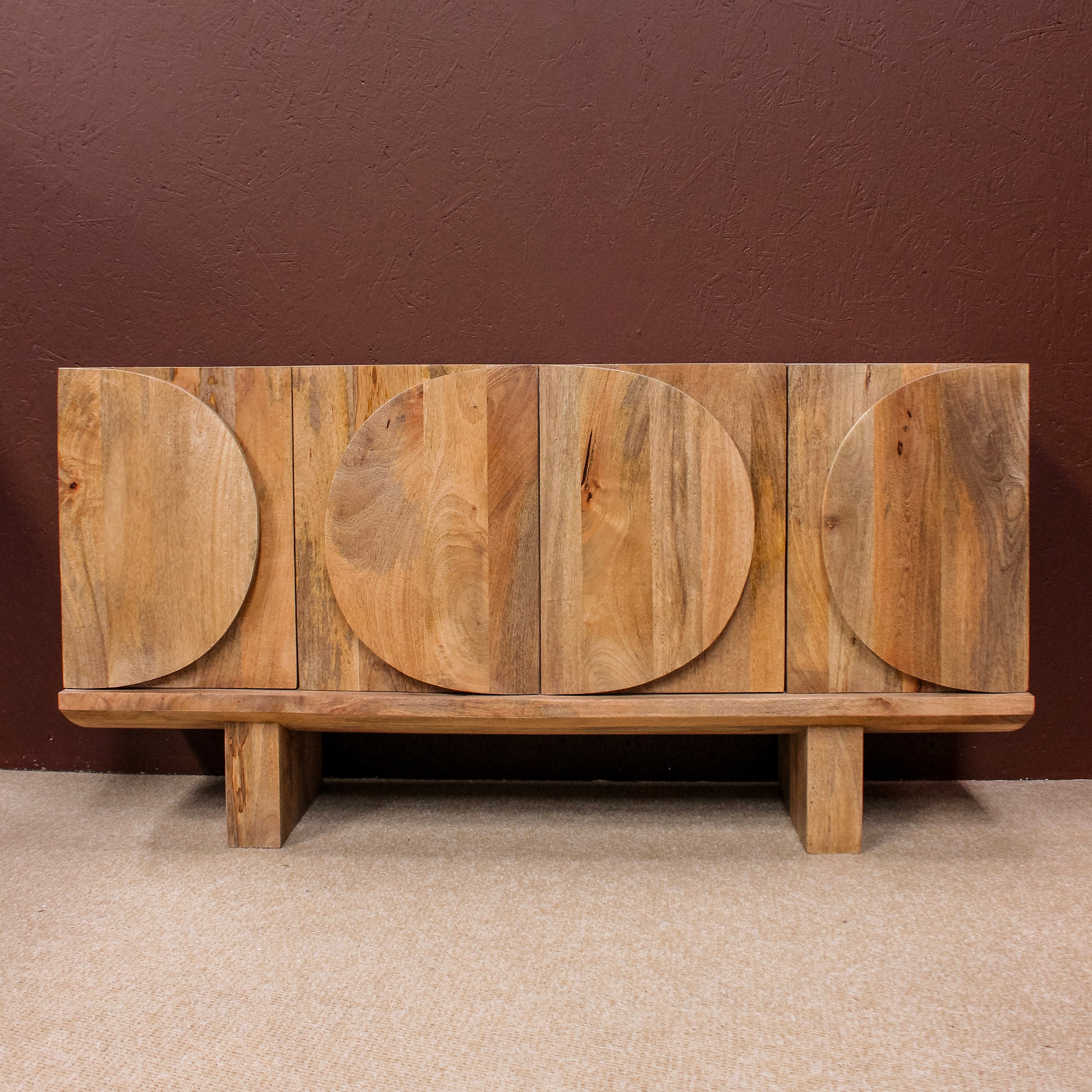 Barli Wooden Oval Design 4 Door Side Board