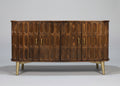 Jana Wooden Carved Oval Tile Design 4 Door Rounded Edge Side Board