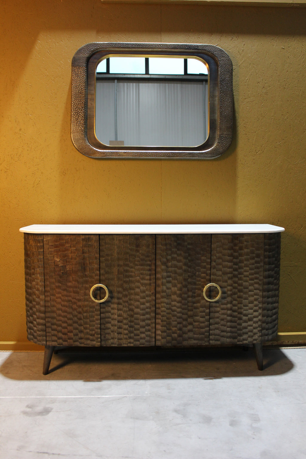 Satana Wooden 4 Door Chiseled Design Side Board