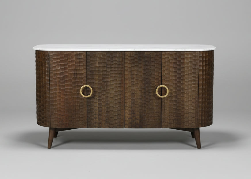 Satana Wooden 4 Door Chiseled Design Side Board