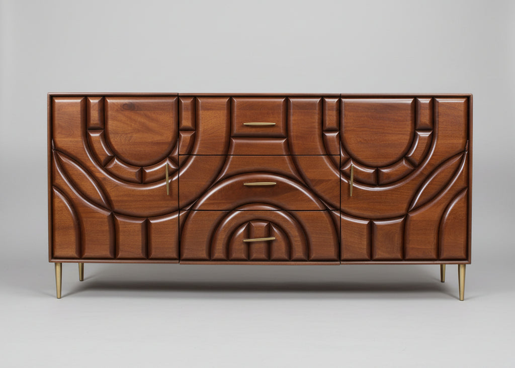 Kanpura Wooden 2 Door 3 Drawer Side Board