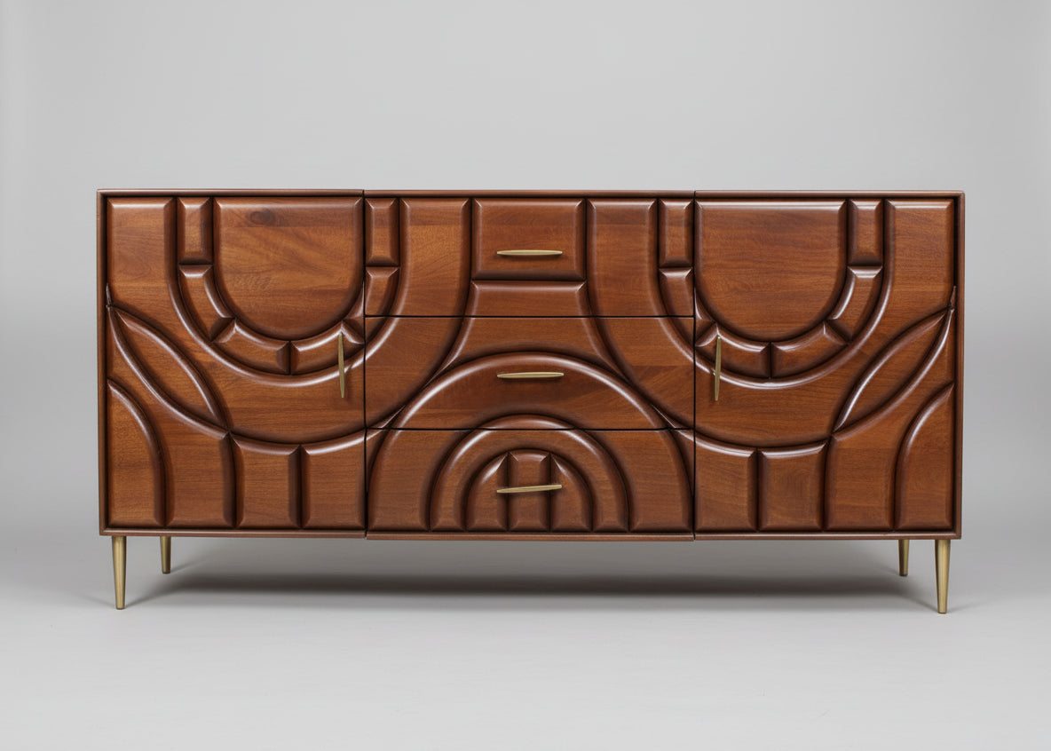Kanpura Wooden 2 Door 3 Drawer Side Board