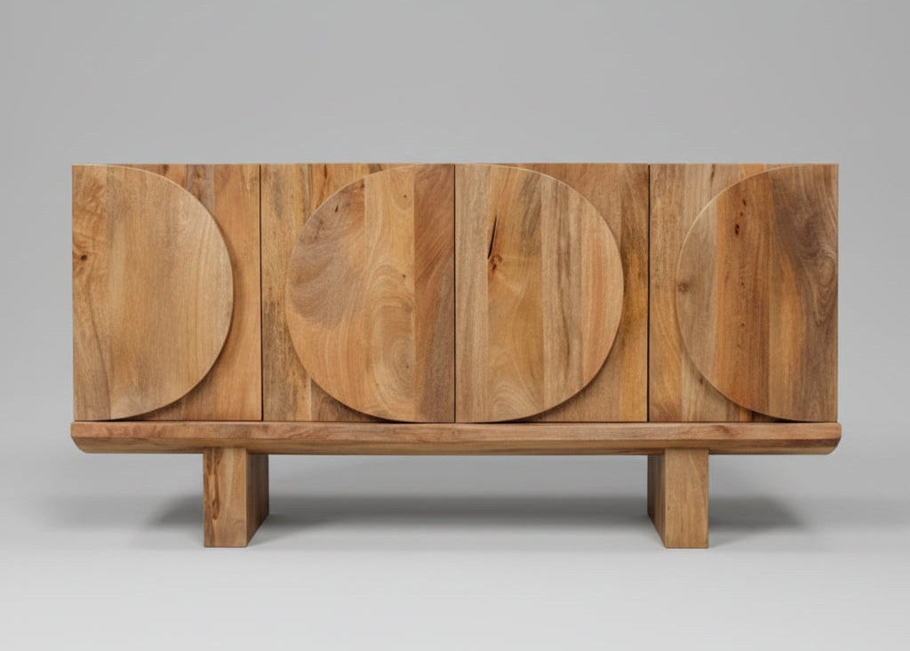 Barli Wooden Oval Design 4 Door Side Board