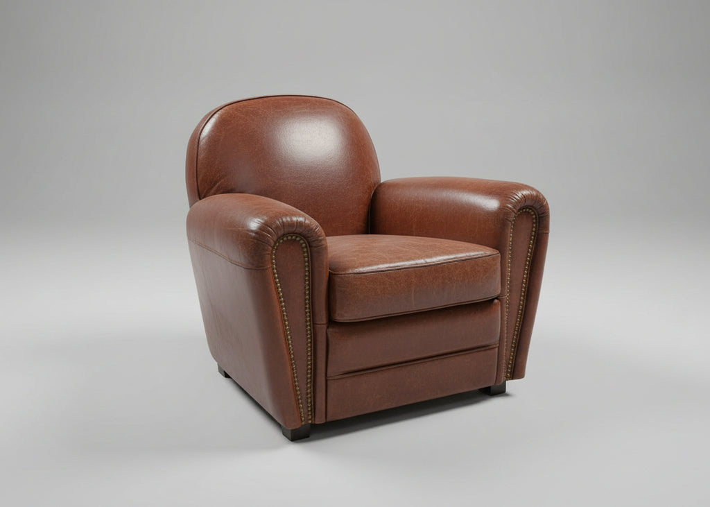 Vintage Leather Art Deco Style Armchair