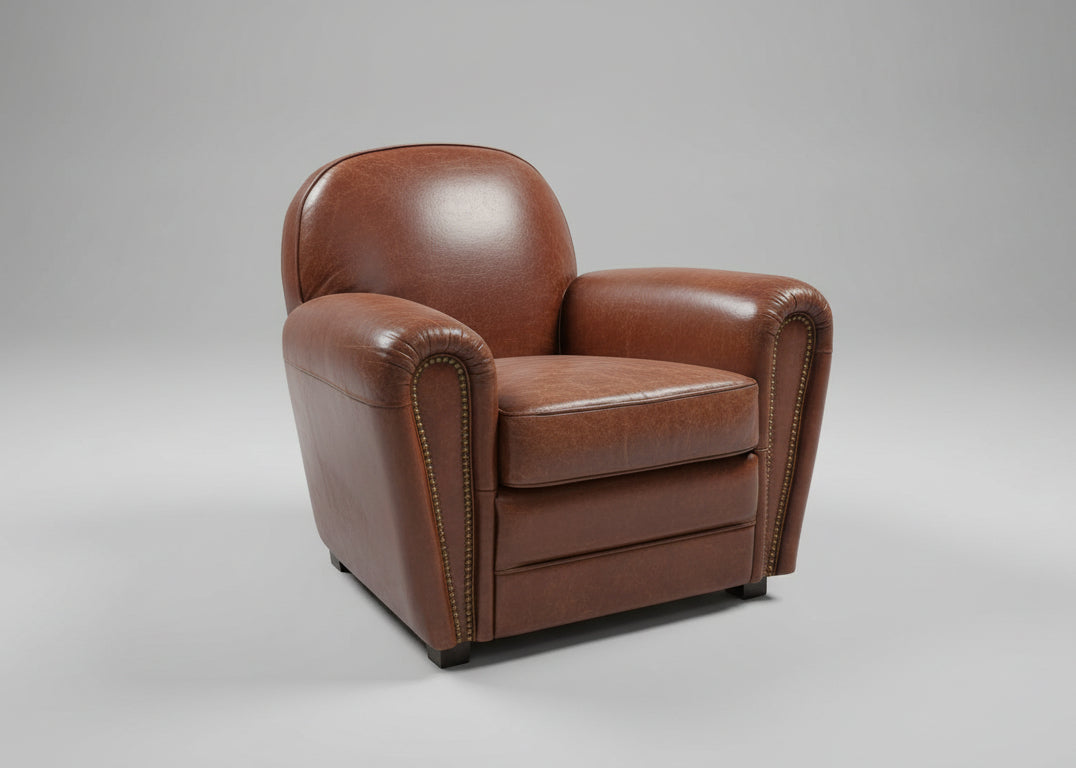 Vintage Leather Art Deco Style Armchair
