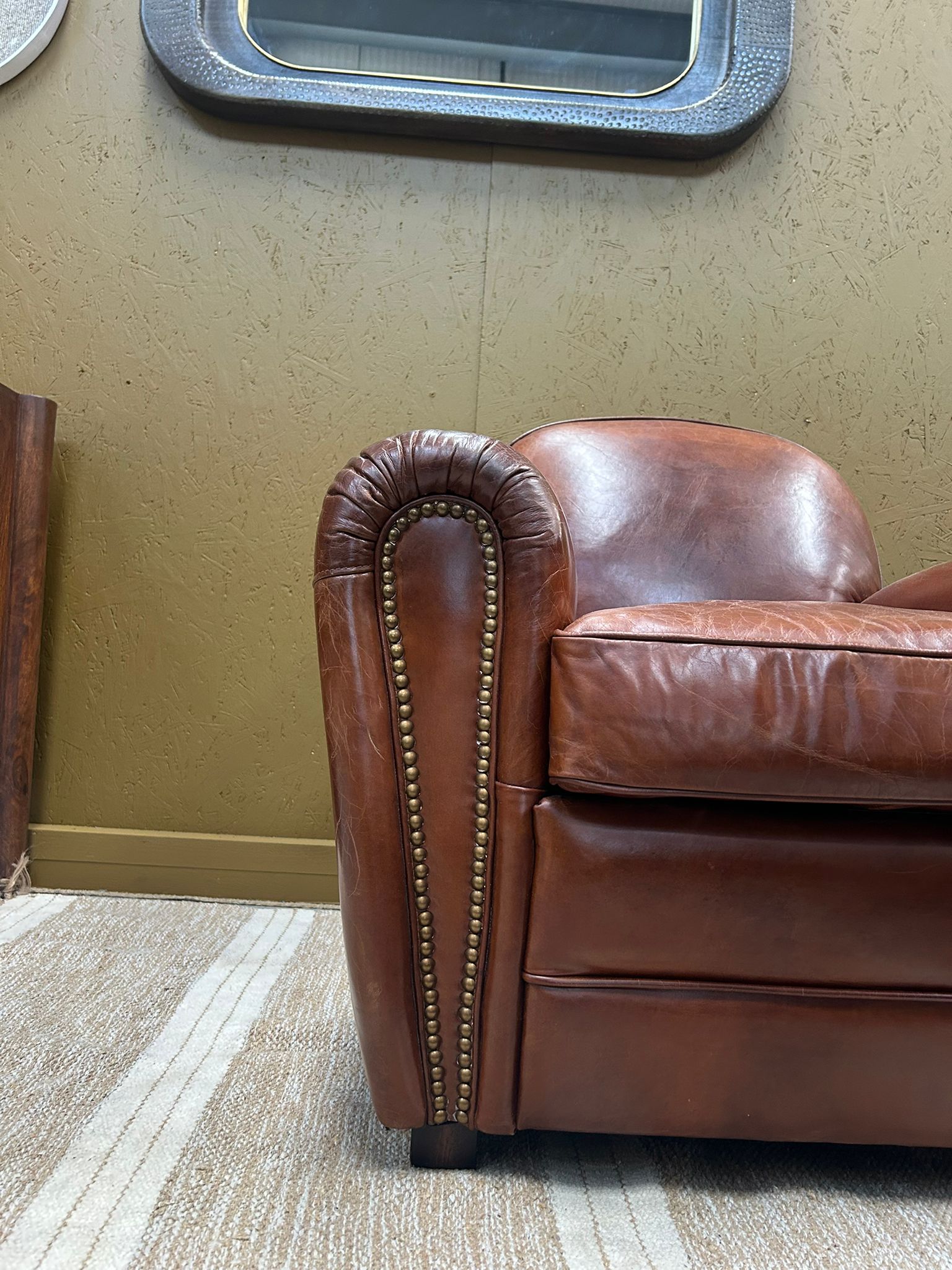 Vintage Leather Art Deco Style Armchair