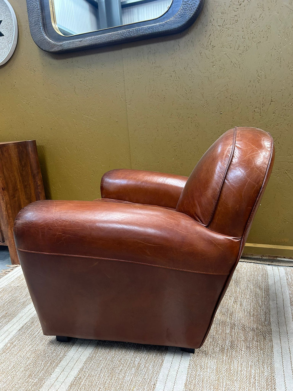 Vintage Leather Art Deco Style Armchair