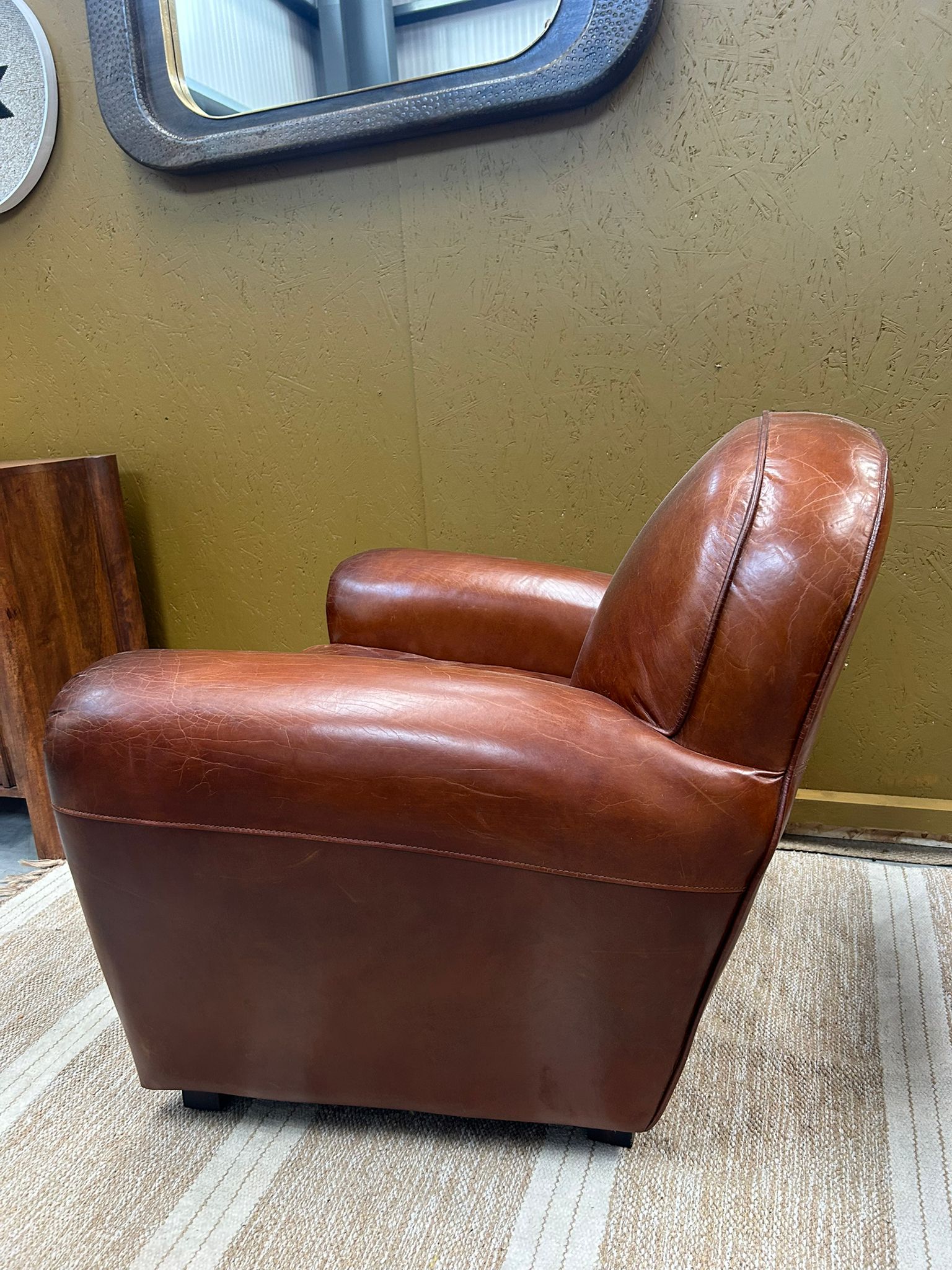 Vintage Leather Art Deco Style Armchair