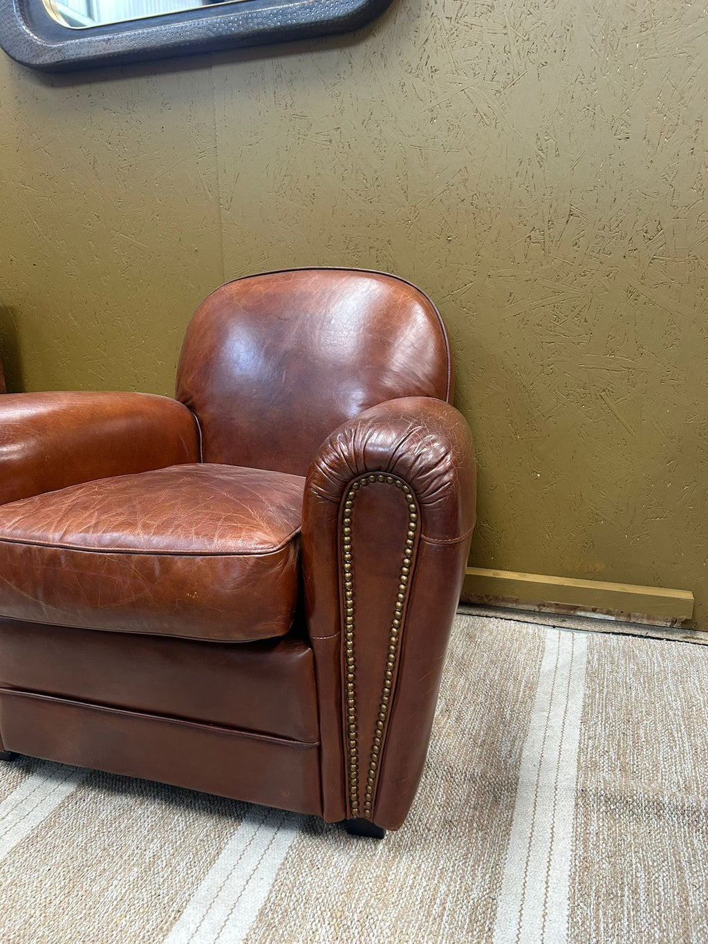Vintage Leather Art Deco Style Armchair