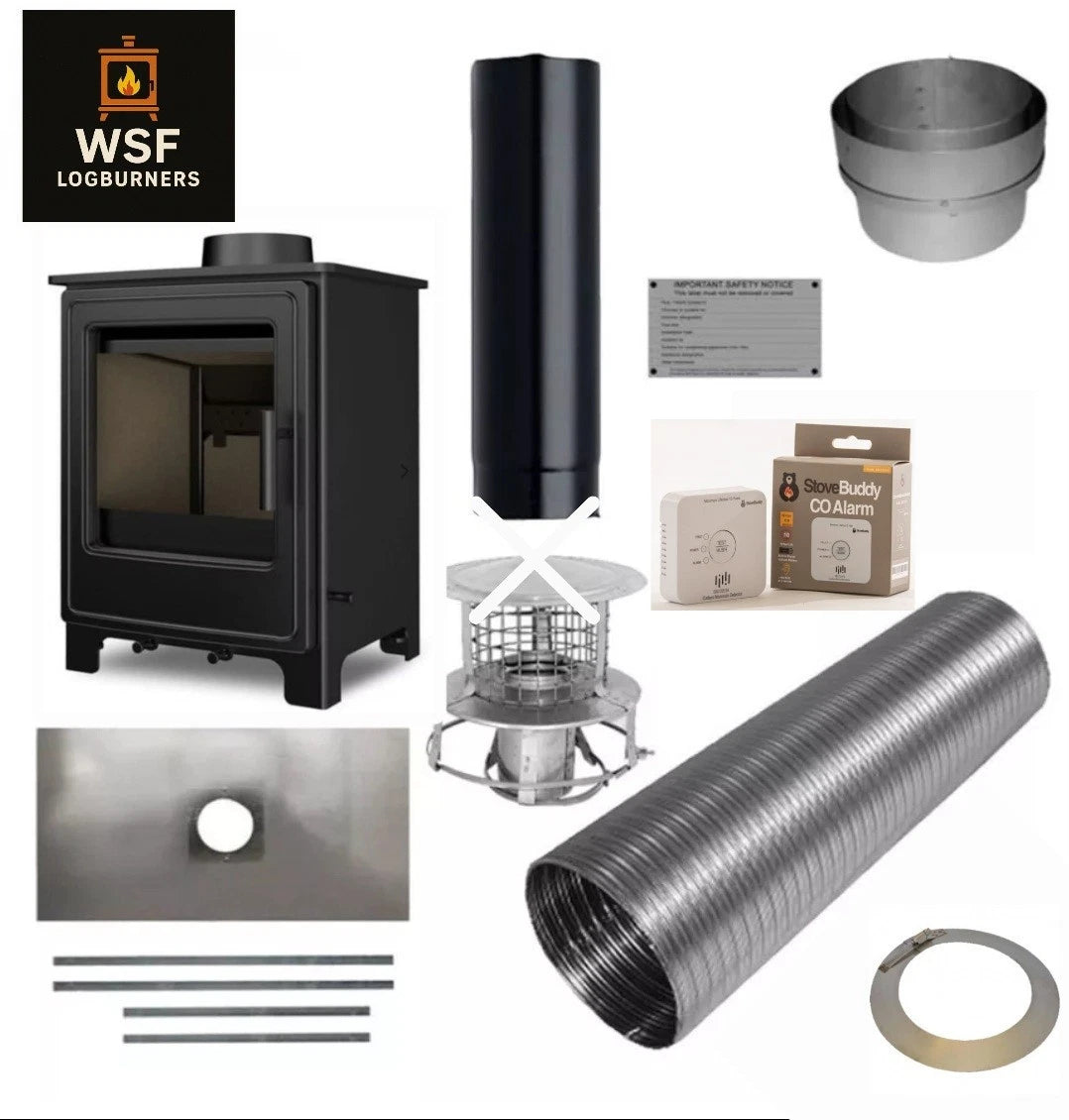 CLIFTON 5 MULTI-FUEL ECO DESIGN 2022 STOVE 5 KW & 6" INSTALLATION KIT